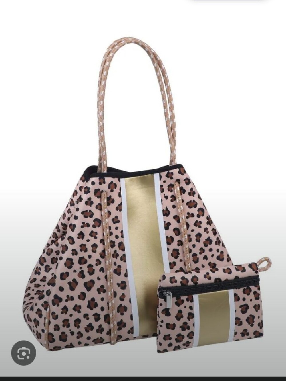 2pc Leopard 🐆 Print Large Tote Bag & Matching Zip Pouch-Wristlet 🤎